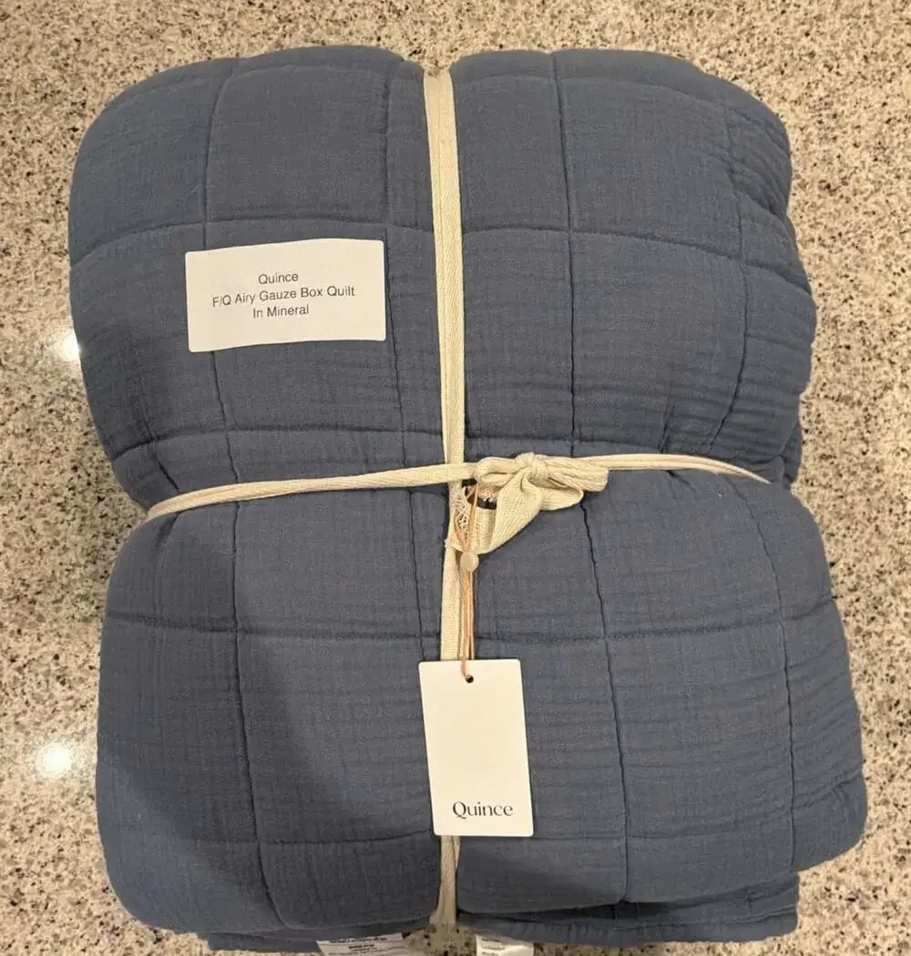 Quince F/Q Airy Gauze Box Quilt In Mineral Out of Stock Online